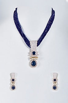 Two-Tone Finish Blue Stone Mala Set