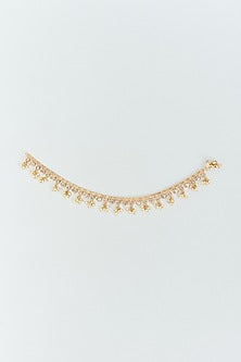 Gold Finish Kundan Polki Anklets (Set Of 2)
