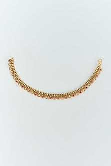 Gold Finish Kundan Polki Anklets (Set Of 2)
