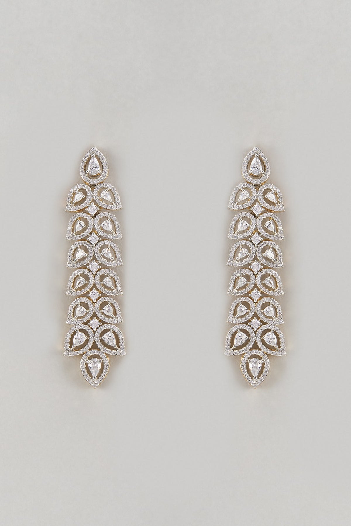 Two-Tone Finish Zircon Dangler Earrings