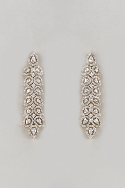 Two-Tone Finish Zircon Dangler Earrings