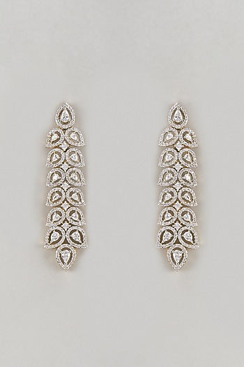 Two-Tone Finish Zircon Dangler Earrings