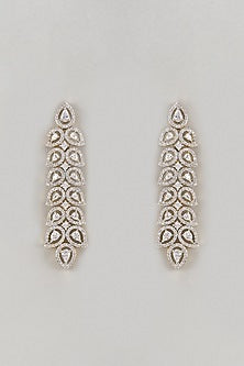 Two-Tone Finish Zircon Dangler Earrings
