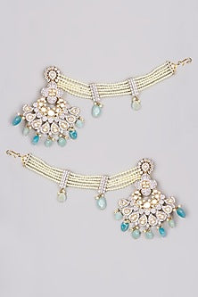 Gold Finish Chandbali Earrings With Zircons