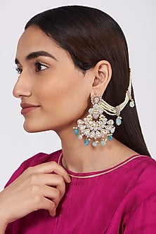 Gold Finish Chandbali Earrings With Zircons