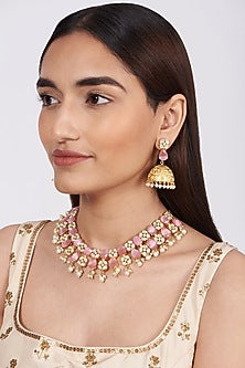 Gold Finish Beaded Necklace Set