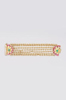Gold Finish Kundan Polki Bracelet