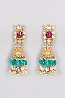 Gold Finish Kundan Polki Necklace Set