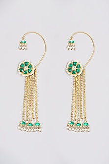 Gold Finish Kundan Polki Stud Earrings