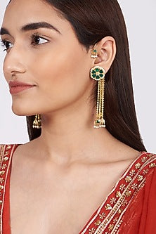 Gold Finish Kundan Polki Stud Earrings