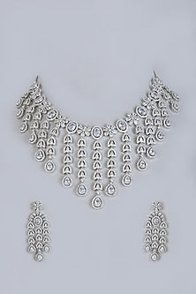 White Finish Zircons Diamonds Necklace Set