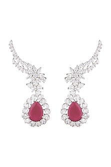 White Finish Ruby Earrings