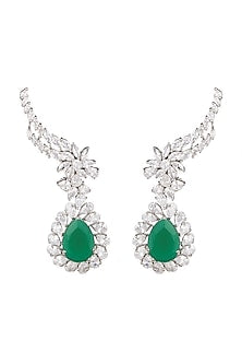 White Finish Emerald Earrings