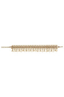 Gold Finish White Moti Anklets