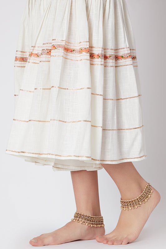 Gold Finish White Moti Anklets