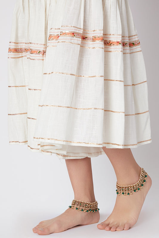 Gold Finish Moti Anklets
