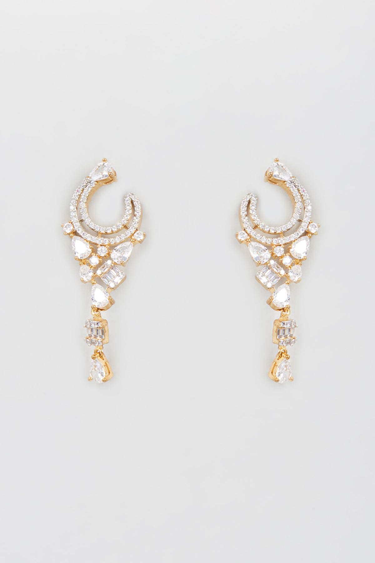 Gold Finish Zircon Dangler Earrings