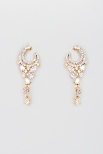 Gold Finish Zircon Dangler Earrings