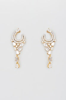 Gold Finish Zircon Dangler Earrings