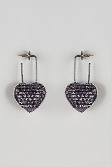 Black Rhodium Finish Purple Zircon Dangler Earrings