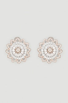 Two Tone Finish Zircon & Diamond Stud Earrings