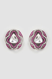 Black Rhodium Finish Kundan Polki Earrings