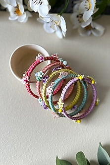 Multi-Colored Hand Embroidered Bangles (Set Of 5)