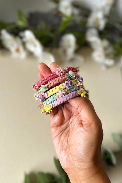 Multi-Colored Hand Embroidered Bangles (Set Of 5)