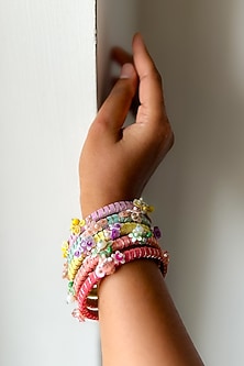 Multi-Colored Hand Embroidered Bangles (Set Of 5)