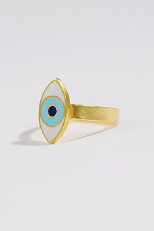 Gold Plated Enamelled Evil Eye Ring