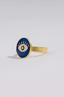 Gold Plated Enamelled Evil Eye Ring