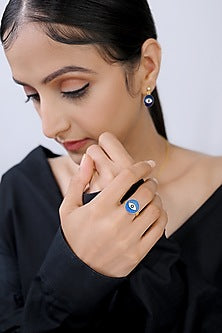 Gold Plated Enamelled Evil Eye Ring
