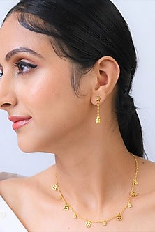 Gold Plated Four-Leaf Clover Charm Dangler Earrings