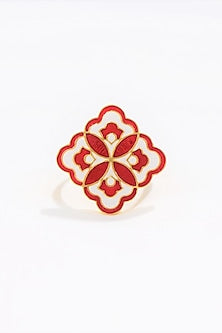 Gold Plated Enamelled Blossom Ring