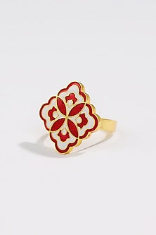 Gold Plated Enamelled Blossom Ring