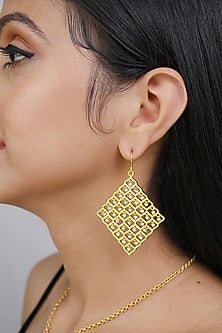 Gold Plated Jharoka Moti Jaal Dangler Earrings