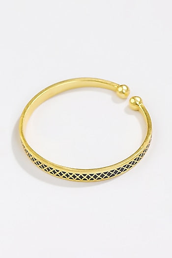 Gold Plated Engraved Enamelled Bangle