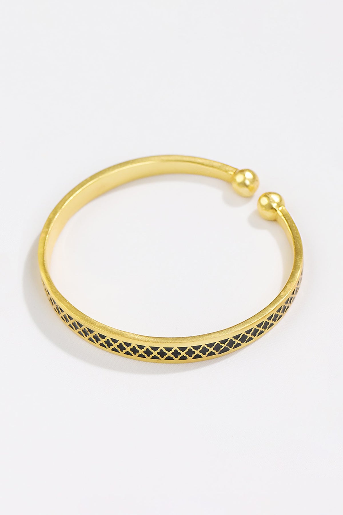 Gold Plated Engraved Enamelled Bangle
