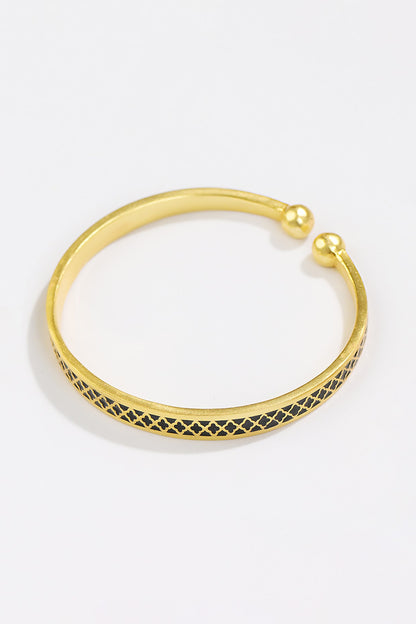 Gold Plated Engraved Enamelled Bangle