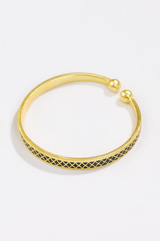 Gold Plated Engraved Enamelled Bangle