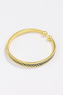 Gold Plated Engraved Enamelled Bangle