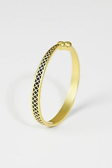 Gold Plated Engraved Enamelled Bangle