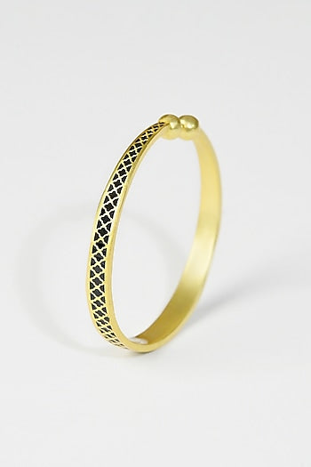 Gold Plated Engraved Enamelled Bangle