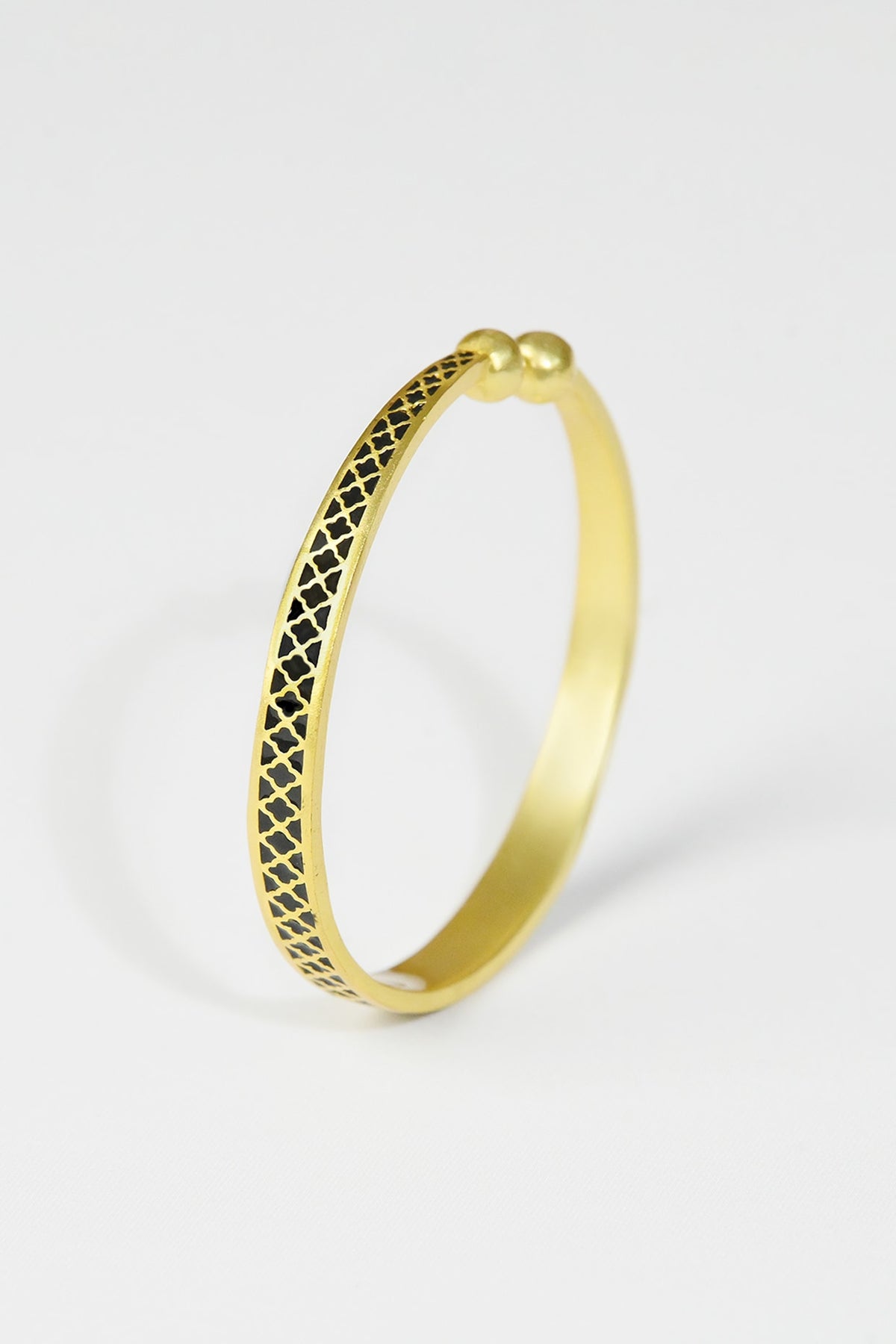 Gold Plated Engraved Enamelled Bangle