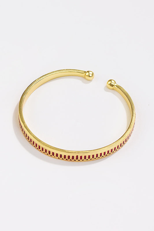 Gold Plated Engraved Enamelled Bangle