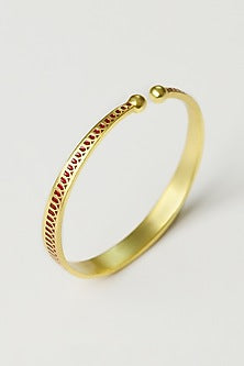 Gold Plated Engraved Enamelled Bangle
