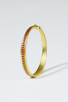 Gold Plated Engraved Enamelled Bangle
