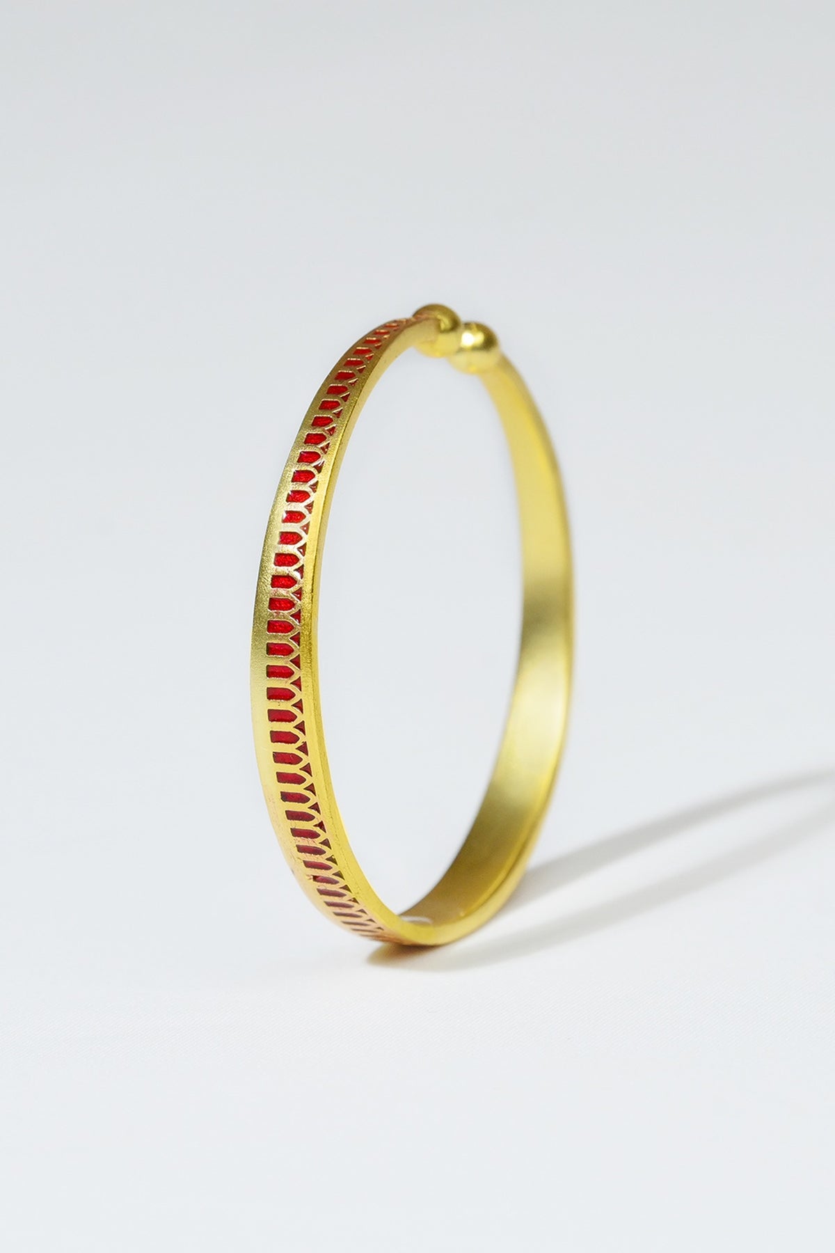 Gold Plated Engraved Enamelled Bangle
