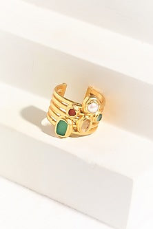 Gold Plated Multi-Colored Stone Handcrafted Ring