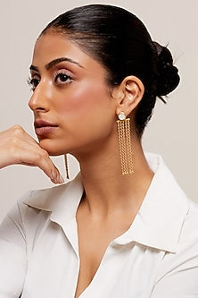 Gold Plated Pearl Handcrafted Dangler Earrings